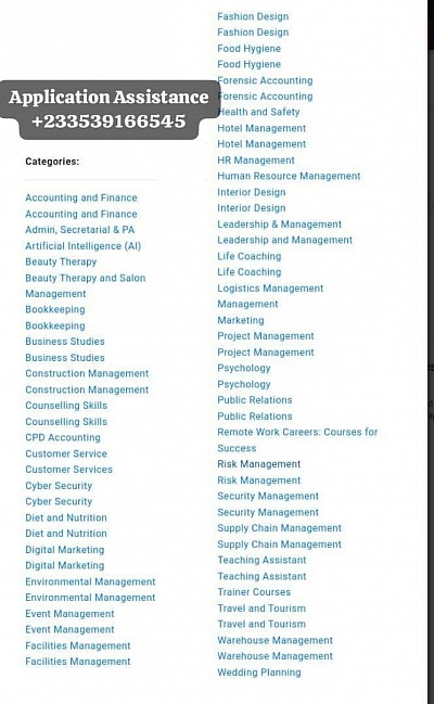 Available Programmes to choose from
